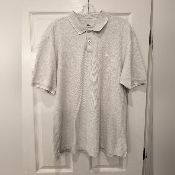 Tommy Bahama Men’s Golf Polo light gray embroidered supima cotton Shirt Size L - Picture 1 of 8